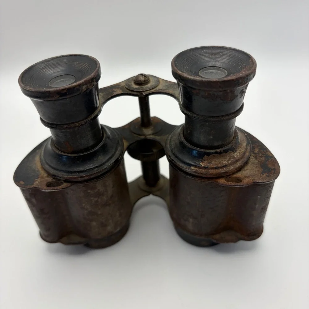 Vintage Antique Metal Binoculars Rusty Patina Steampunk Prop Decor 4.5x4in